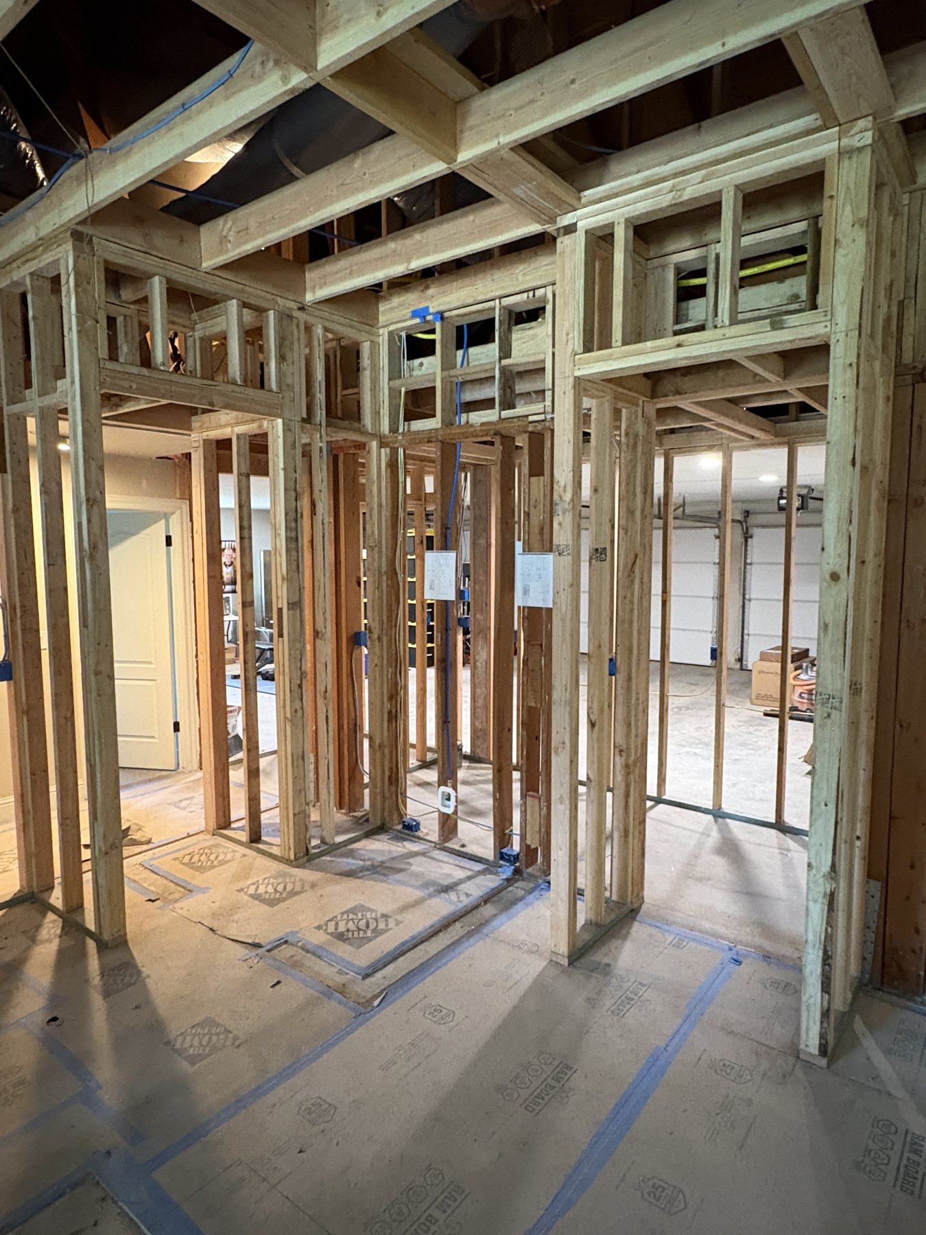 Residential framing and mechanical rough-in during a remodel